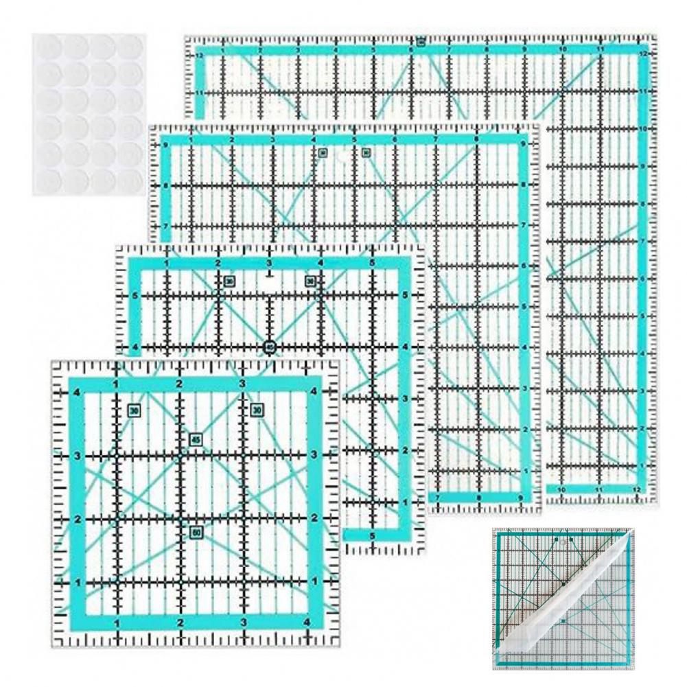 Quilting Ruler Square - 반지와 4Pcs 아크릴 퀼트 눈금자 명확한