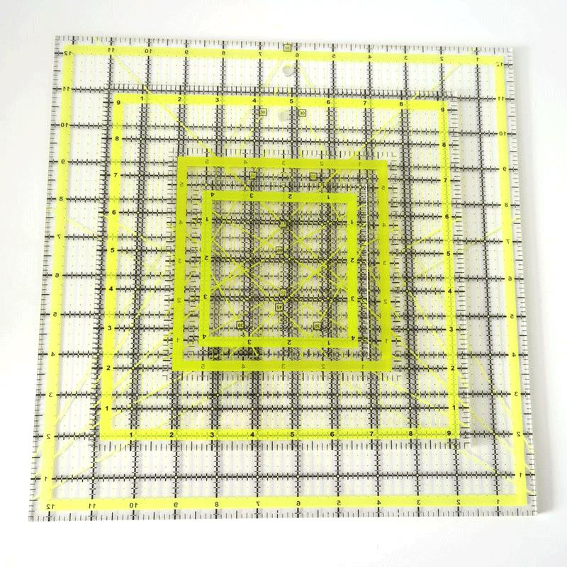 Quilting Ruler Square - 4개 세트 사각형 아크릴 퀼팅 자,