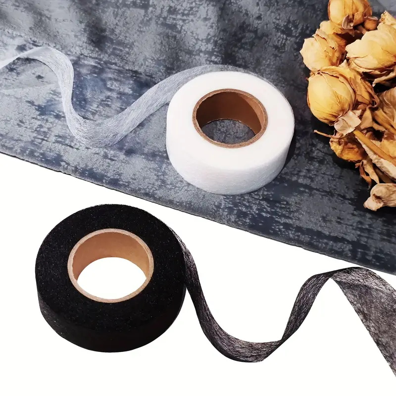Hem Tape Fusible - 2롤 블랙 화이트 양면 접착식 인터라이닝