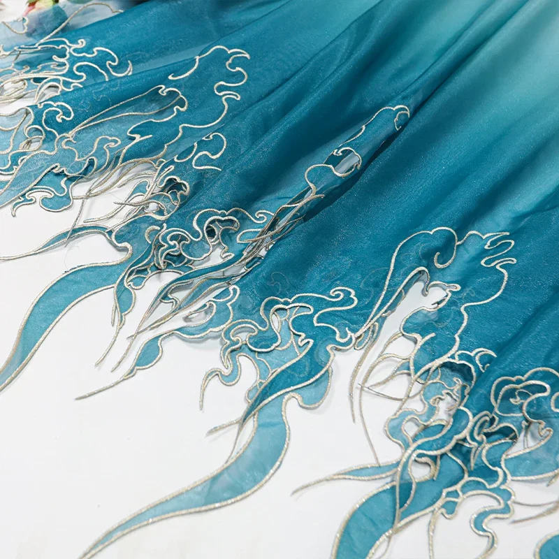 Sewing Fabric - 중국 스타일 자수 연잎 그라데이션 원단