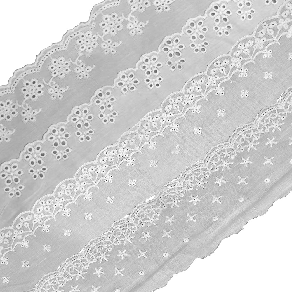 Sewing Eyelet Fabric - 자수 흰색 레이스 원단 코튼 아일렛