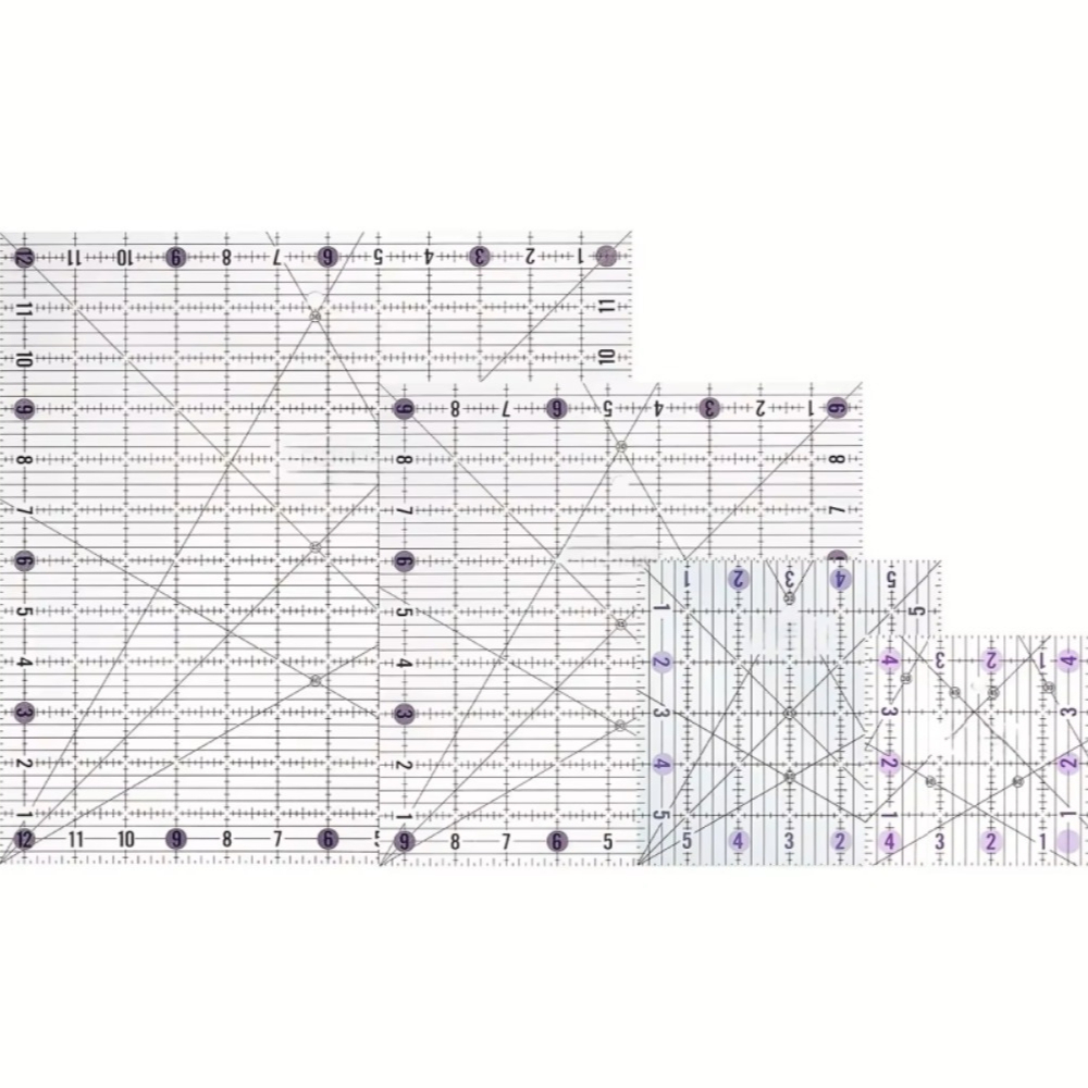 Quilting Ruler Square - 4개의 정사각형 아크릴 퀼팅 자 세트,