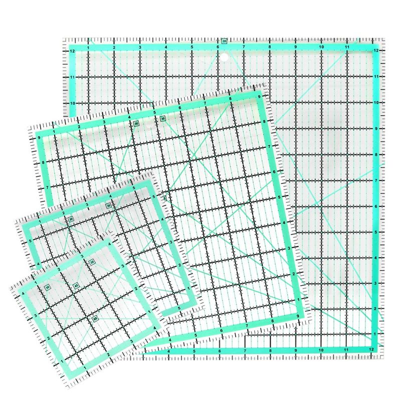 Quilting Ruler Square - J1UL1N 4PCS 사각형 퀼팅 자(12.5/9.5/6/4.5인치) 봉제