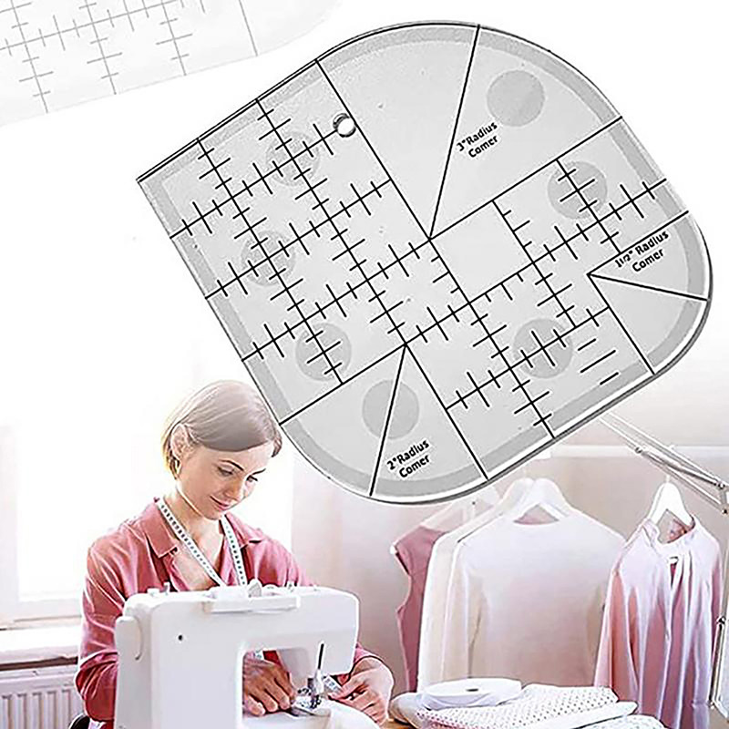 Quilting Ruler Square - 곡선 코너 커터 퀼트 눈금자 둥근
