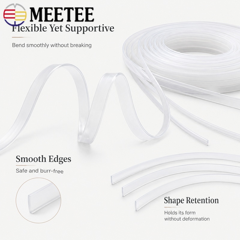 Textile Sewing Support - 5M 4-12x1.3-2mm 투명 플라스틱 코르셋 보닝