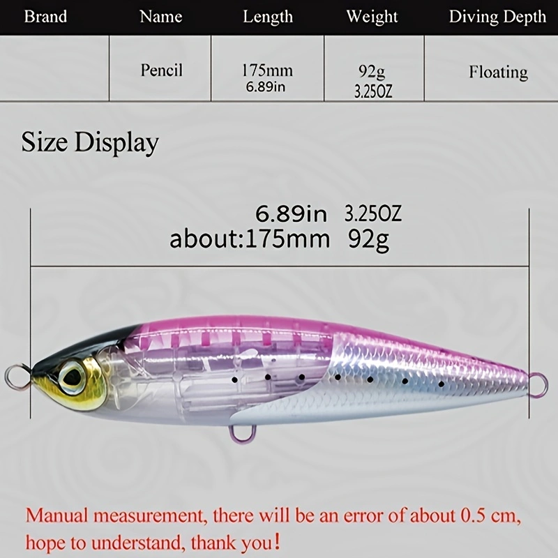 17.5CM 92G 플로팅 펜슬 루어 대물 탑워터 크레 - Sewing Gt 리뷰 및 가격