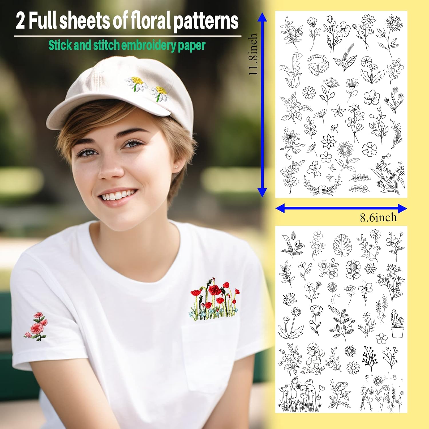 수용성 안정제 자수 패턴 꽃 스티커 및 스티치 자수 용 - Textile Sewing Patterns 리뷰 및 가격