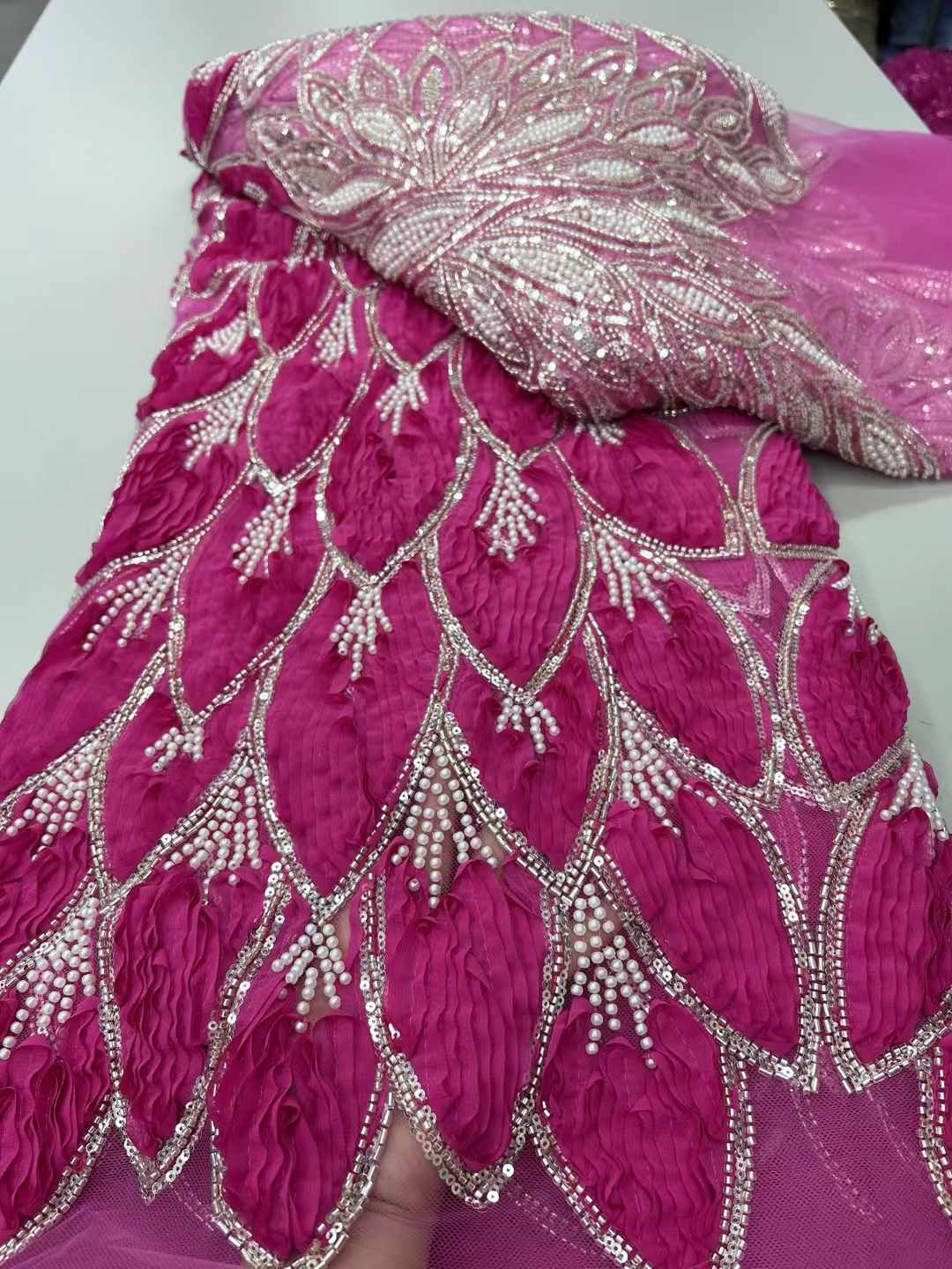 비즈 3D 레이스 원단 레드 레이스 원단 고품질 나이지 - Sewing Net 리뷰 및 가격