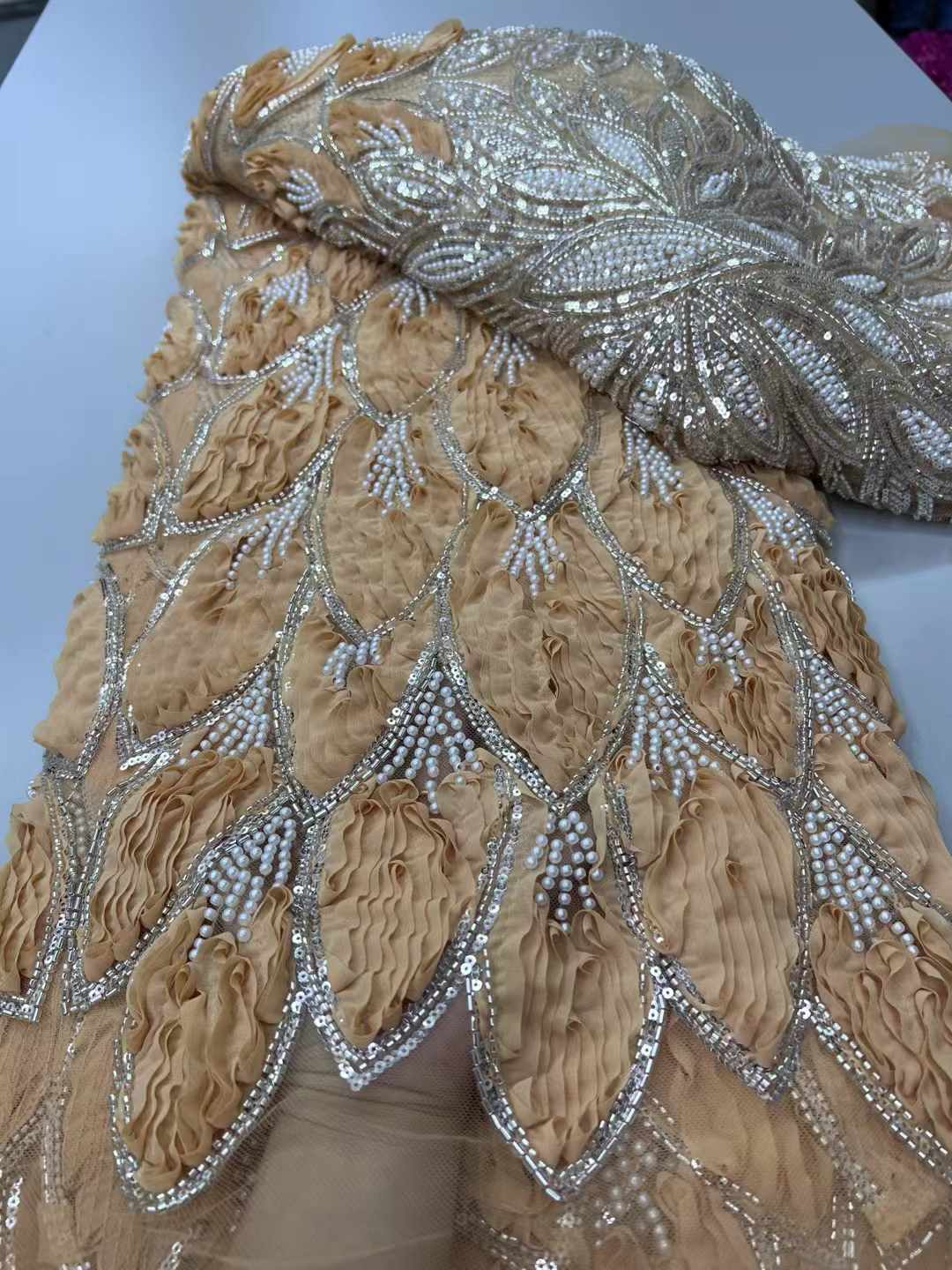 비즈 3D 레이스 원단 레드 레이스 원단 고품질 나이지 - Sewing Net 리뷰 및 가격