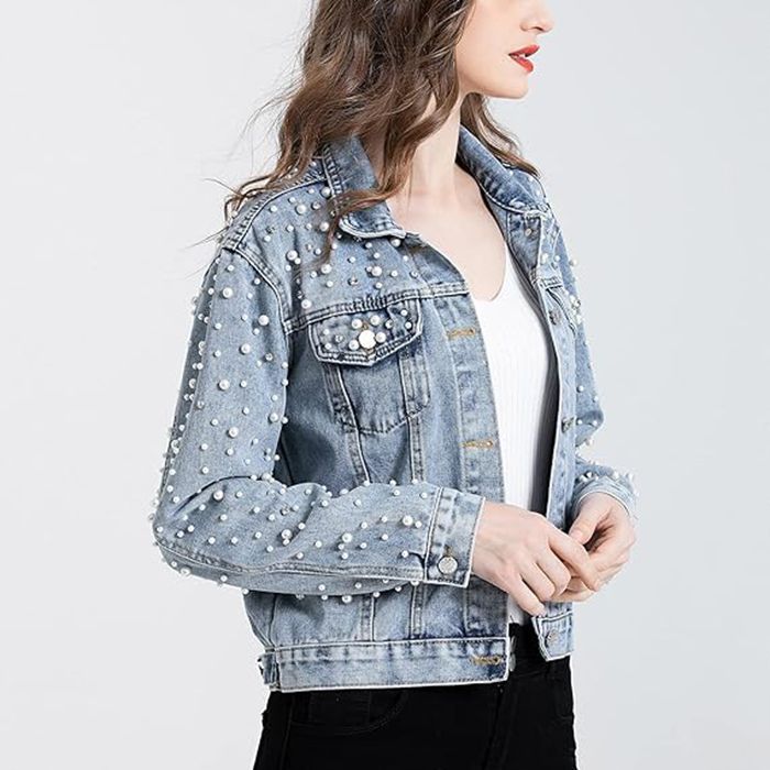 봄과 가을에 입는 여성용 신상 진주 데님 재킷. 여성용 - Sewing Jackets 리뷰 및 가격
