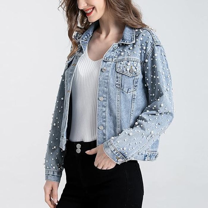 봄과 가을에 입는 여성용 신상 진주 데님 재킷. 여성용 - Sewing Jackets 리뷰 및 가격