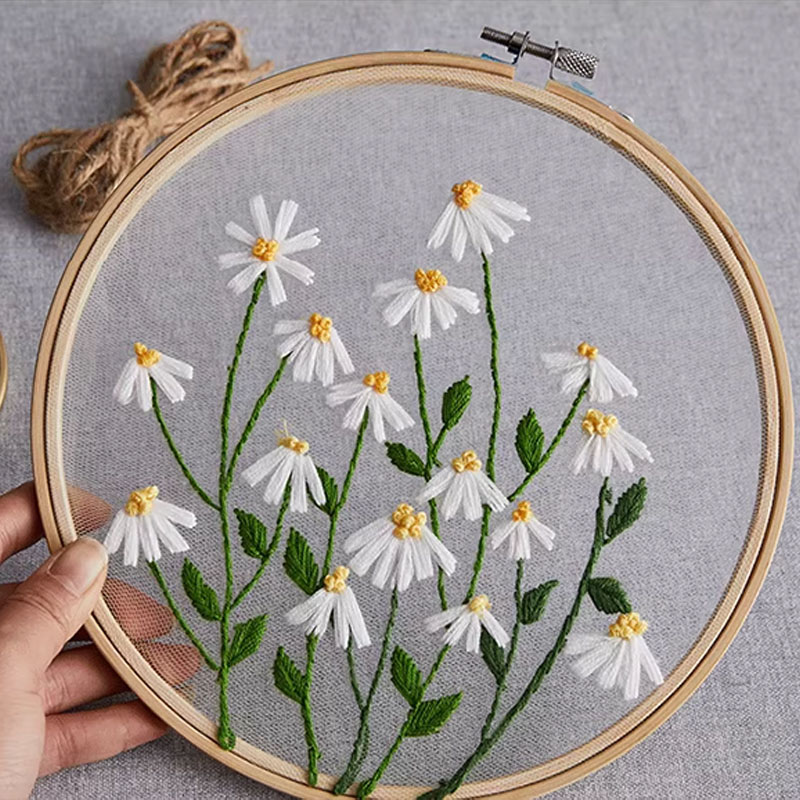 DIY 자수 세트 흰색 꽃 식물 패턴 자수 스타터 키트 - Textile Sewing Patterns 리뷰 및 가격