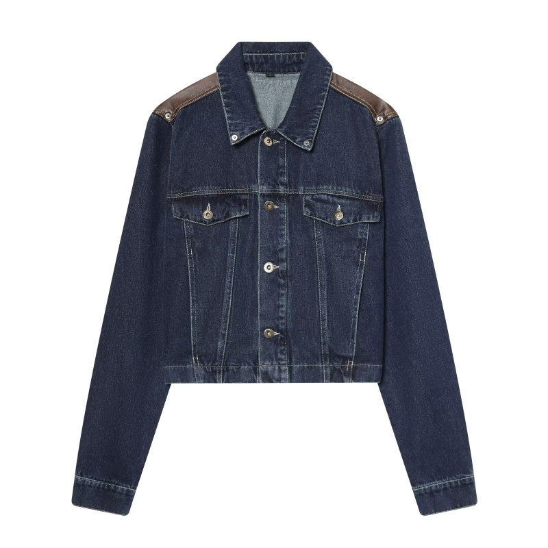 ETJ 여성 데님 재킷 & 청바지 세트 크롭 가죽 패치 - Sewing Jackets 리뷰 및 가격