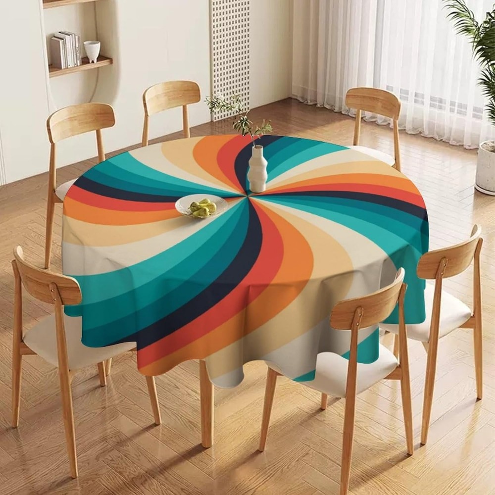 빈티지 그루비 스월 라운드 테이블보 70년대 보헤미안  - Century Textile & Sewing Supply Photos 리뷰 및 가격